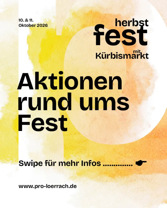 🍂 Es wird bunt, gemütlich und voller schöner Aktionen! 🧡

Unser Herbstfest am 10. & 11. Oktober rückt näher – und euch erwartet ein Wochenende mit besonderen Aktionen, Angeboten und herbstlicher Stimmung. 🎃🛍️

Was genau geplant ist? 👉 Swipe durch die Slides und entdeckt unser Programm!

📅 Samstag, 10. Oktober | 10–18 Uhr
📅 Sonntag, 11. Oktober | 13–18 Uhr
🛍️ Verkaufsoffener Sonntag

Kommt vorbei, bummelt durch die Stadt, entdeckt die verschiedenen Aktionen und genießt gemeinsam mit uns das Herbstfest. 🍁

Wir freuen uns auf euch! 🧡

#prolörrach #herbstfest