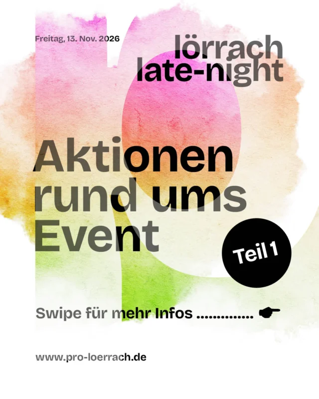 Lörrach Late-Night – das erwartet euch! 🛍️✨ | Teil 1

Am 13. November wird die Lörracher Innenstadt zum Treffpunkt für einen besonderen Abend! 🌙

Freut euch auf tolle Angebote unserer Händler, leckere Köstlichkeiten, besondere Aktionen und jede Menge Unterhaltung.

👉 Swipe durch und entdeckt, was euch bei Lörrach Late-Night erwartet und wer alles mit dabei ist!

📅 13. November 2026
🕕 18–23 Uhr
📍 Innenstadt Lörrach

Bleibt dran für Teil 2!
